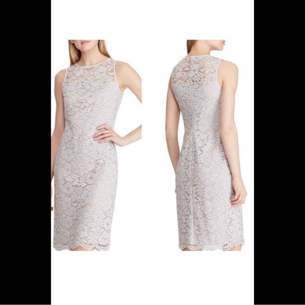 NEW NWOT Ralph Lauren Light Blue Lace Midi Dress